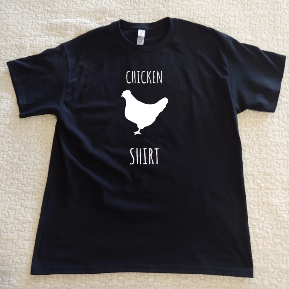 NWT Chicken Shirt Graphic Tee, Various Sizes, Black, Short Sleeved